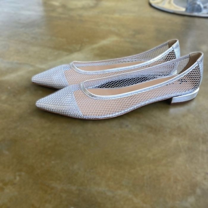 Fabio Rusconi ファビオルスコーニ メッシュ シルバーパンプス 25cm