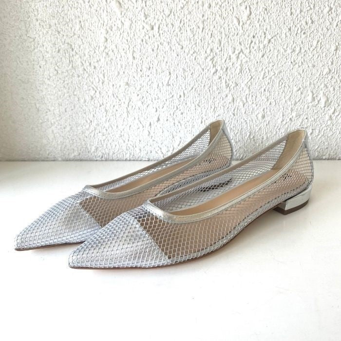 Fabio Rusconi ファビオルスコーニ メッシュ シルバーパンプス 25cm